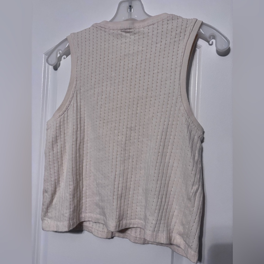 Mango Cream Ribbed Sleeveless Tank Top Medium - Picture 5 of 5